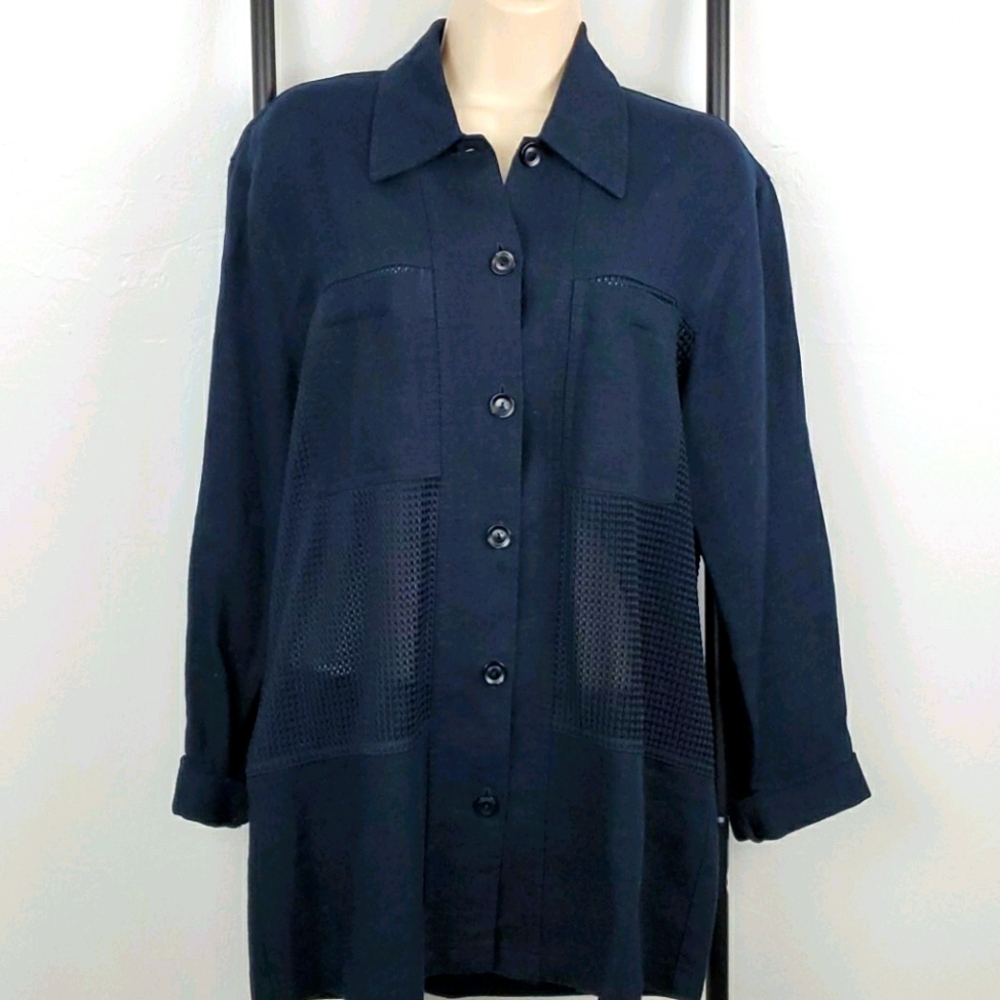 Vintage Steilmann Designer in Germany Women Size 36 Blue top blouse button up